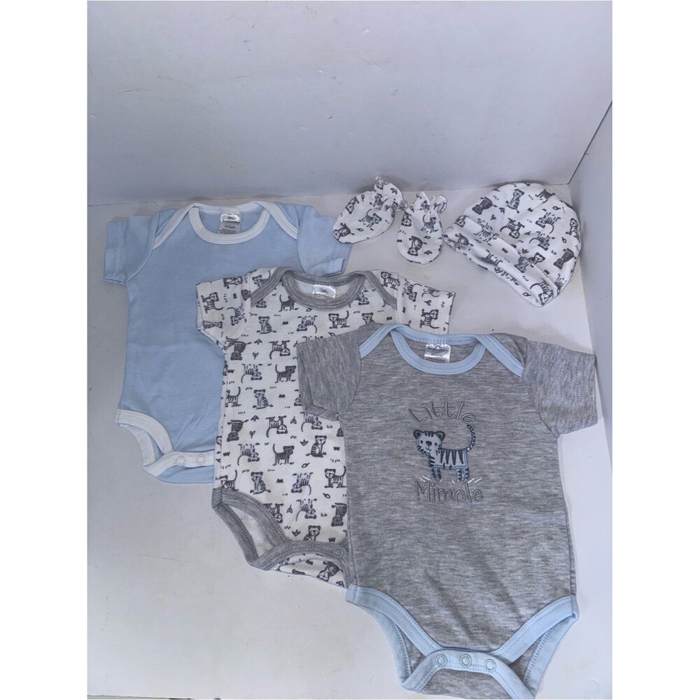 Little Beginnings size 0-3 months Gray & blue 5 piece bundle